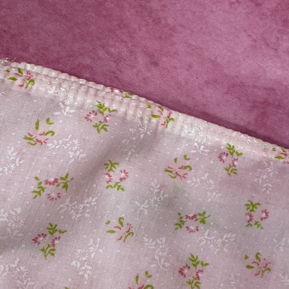 160. Vintage Floral Pajama Set Pink White Lace Trim Size M/L - Picture 9 of 10